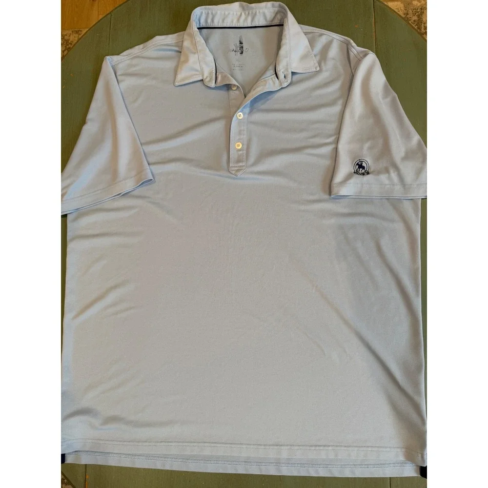 Johnnie-O Mens Gulf Blue Performance Polo Shirt XL JMPO1740 Ivanhoe Logo
